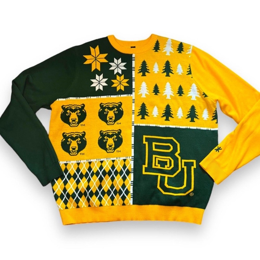 NWT Baylor Bears Men's Busy Block Ugly‎ Sweater - Size 2XL